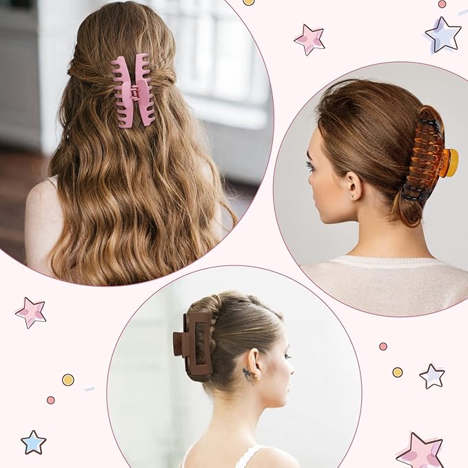 laxizar Claw Clip Hair Clip 8 Pack 4.3 Inch Rectangular Hair Clips for Women Girls Large Hair Jaw Clips Hair Clamps