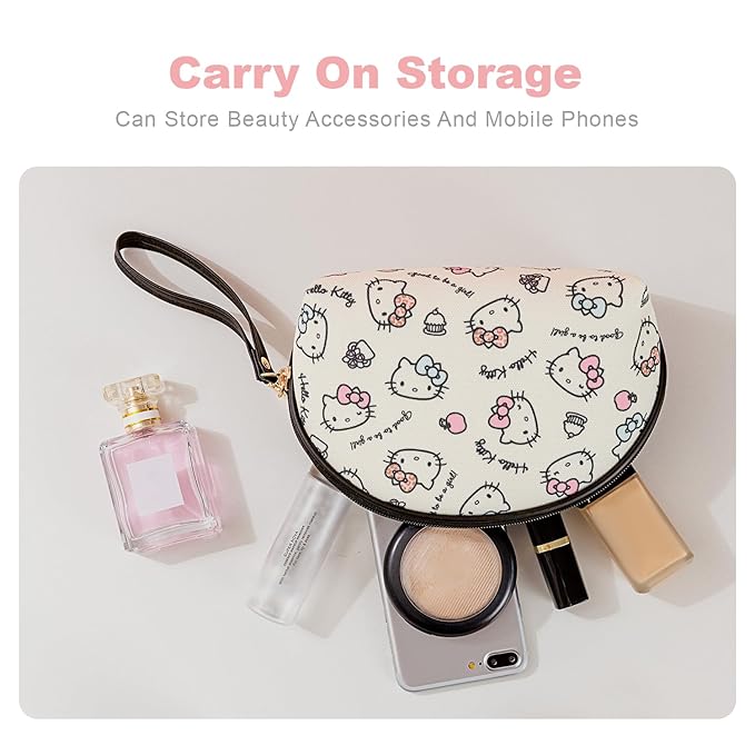 Vimanllie Cosmetic Bag Large Makeup Bag,Travel Toiletry Bags Organizer for Women,Cute Print Canvas Case with Brush Holder for Girls - Beauty Organizer for Home&Travel with Handle Cartoon Cute