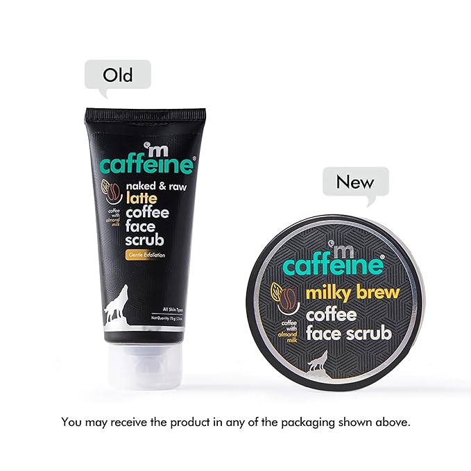 mCaffeine Milky Brew Coffee Face Scrub - Cleanser for Glowing Skin - Removes Tan and Blackheads - Almond Milk - All Skin Types - 2.6 oz