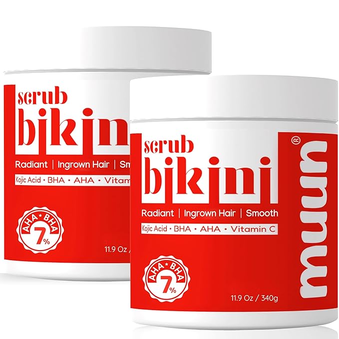 Bikini Area Exfoliator Pack 2-2% Kojic Acid Vitamin C & 7% AHA/BHA Even Skin Tone, Radiance & Glow Skin & Ingrown Hair for Rectum Intimate Butt Underarm