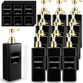 Gejoy 12 Pack Black Shampoo and Conditioner Dispenser Bottles, 17 Oz/ 500ml Refillable Empty Pump Bottles with Labels and Marker Pen, Plastic Square Pump Dispenser Bottle for Bathroom Body Wash Shower