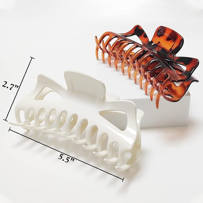 5.5” Large Hair Claw Clips, Big Hair Clips Enough to Hold Your Hair, Hair Clips for Women Thick Hair (Shiny-4pcs)