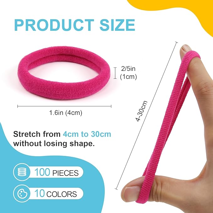 HOYOLS Seamless Hair Band Small Hair Ties Ponytail Holder No Crease Damage 4cm (10 Multi Color Set)