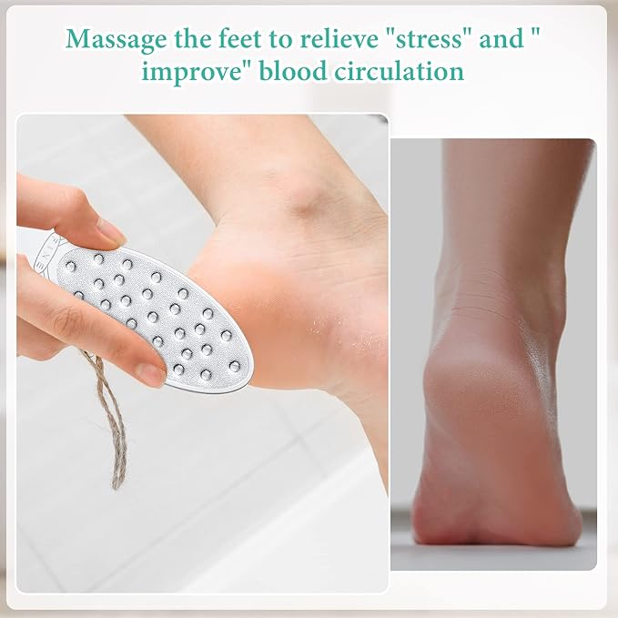1 Pc Stainless Steel Foot Scraper Metal Foot File Double Sided File Callus Remover Professional Feet Rasp Scrubber for Wet or Dry Skin Easy to Clean Pedicure Tool Heel