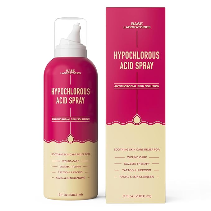 Base Labs Piercing Bump Aftercare Kit - Piercing Bump Solution - Keloid Bump Removal Oil (.5 oz) Plus Hypochlorous Acid Spray for Piercing Aftercare (8oz) - Piercing Bump & Keloid Treatment Duo
