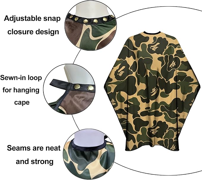 Barber Cape for Men Professional Hair Cutting Salon Cape with Snaps Waterproof Hairdressing Styling Cape- 63”× 56”