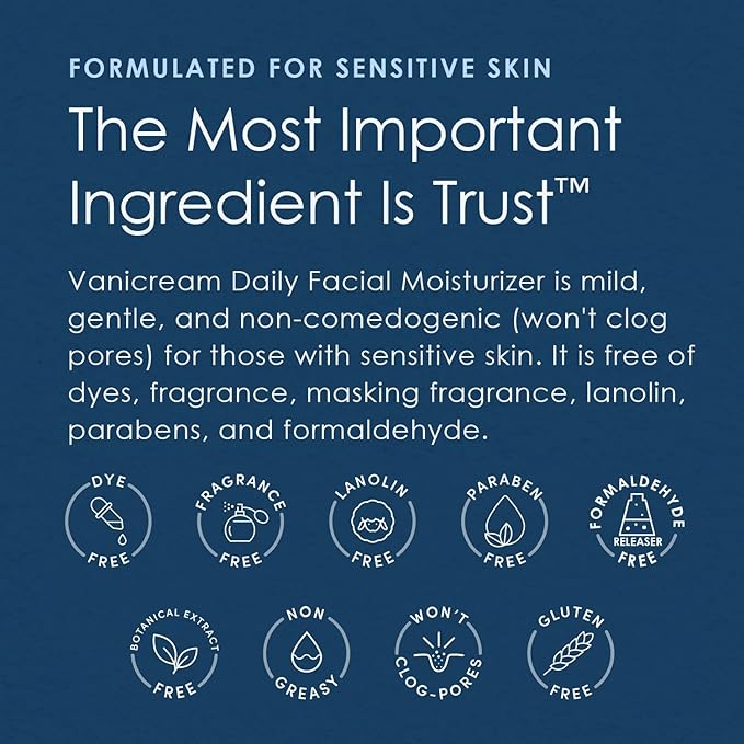 Vanicream Daily Facial Moisturizer With Ceramides and Hyaluronic Acid - Formulated Without Common Irritants for Those with Sensitive Skin, 3 fl oz (Pack of 2)