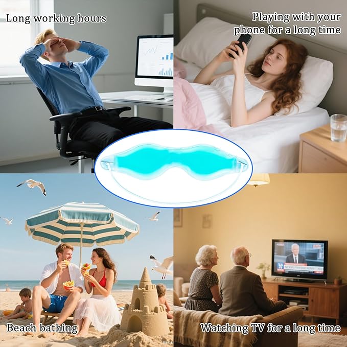 2 PCS Cooling Eye Mask, Reusable Cold Eye Mask for Hot Cold Treatment for Eye Strain, Eye Swelling, Eye Redness, Puffy Eyes, Dark Circles, Smooth Fine Lines, and Eye Recover Surgery.