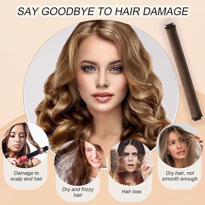 Heatless Curling Kit: Headband Curler, Curling Ribbon with Hook for Overnight Sleep Styling - Easy to Use Red