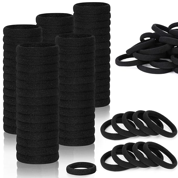 Hair Ties for Girls Elastic Hair Tie 200 PCS Black Soft for Medium Hair Hair Accessories for Women Perfect for Long Lasting Braids Ponytails and More Pain Free Hair Ponytail Holders Hair Elastic Band