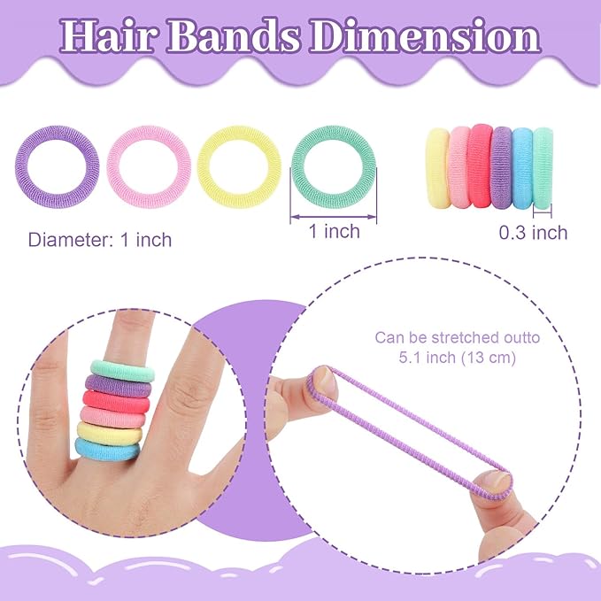 200 Pack Hair Ties BEoffer Baby Toddlers Girls Elastics Hair Bands No Damage Multicolor Colorful Small Rubber Bands Ponytail Pigtails Holders Not Harm to Hair (Macaron)