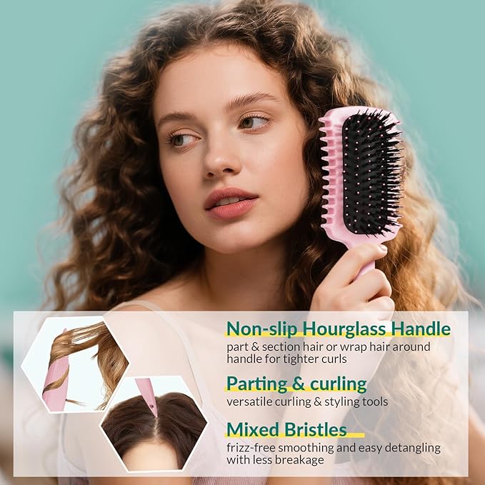 Curl Defining Brush, Curly Hair Brush Products for Effortlessly Detangling Shaping and Styling Women's Men's Curls on All Wet or Dry Hair Types, Reduces Frizz