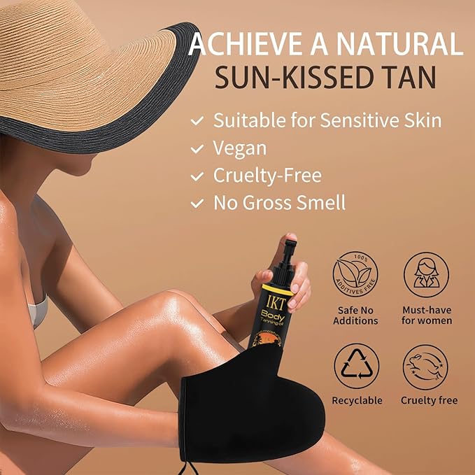 FUNAN Self Tanning Mitt Applicator- Double Sided Fake Mitt Self Tan Mitt With Thumb Ultra Soft Tanning Mit, Reusable & Washable, Streak-Free Natural Tan, Stain-Free Hands