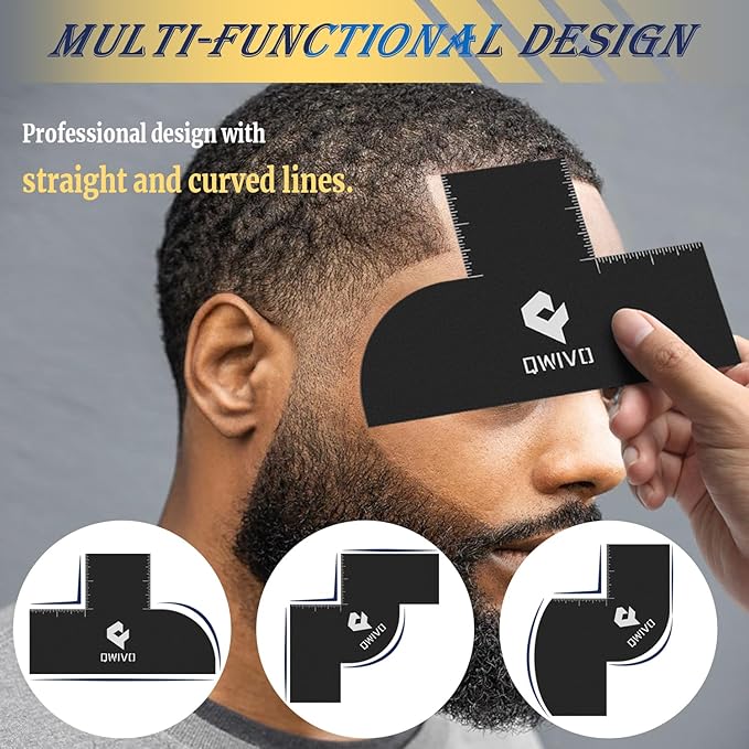 Color Enhancement Barber Card with Measurement indicators, Easy to Clean Hairline Maker for Barber Shape, Reusable Beard Line Up Tool, Color Spray Edge Hair Liner Card (Black-D)
