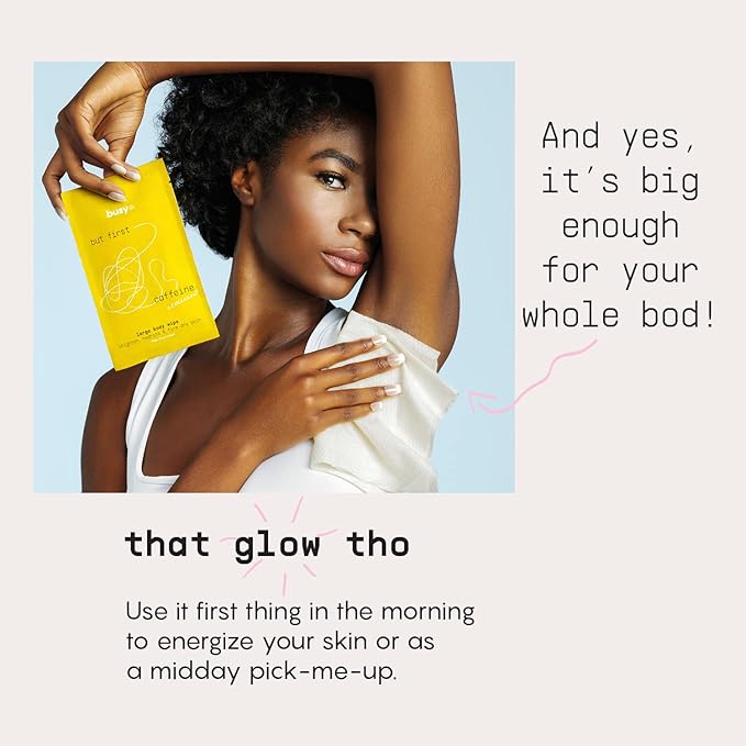 Glow Body Wipes for Women - Cleansing Large Wash Cloth - Extra Thick & Moist - Armpit Sweat Cloths for Body Odor - No Rinse, No Shower - Lavender Rose - Caffeine & Collagen Peptide