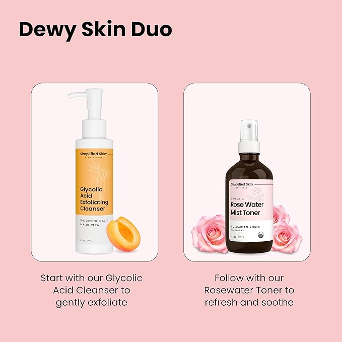 Organic Rose Water Spray for Face & Hair – Pure Rosewater Toner – Refreshing Mist for Skin Care, Makeup & Locs – Natural Rose Scent, 4 Oz (2 Pack)