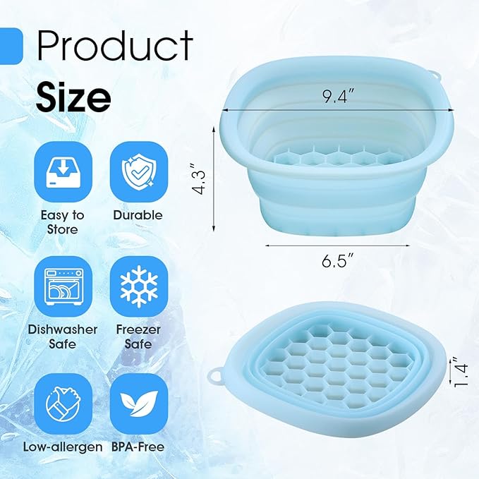 Face Bowl for Ice with Built-In Ice Tray - Collapsible Silicone Face Ice Bath Bowl for Skin Refreshing, Puffiness Relief, Morning Skincare Routine for Home and Travel