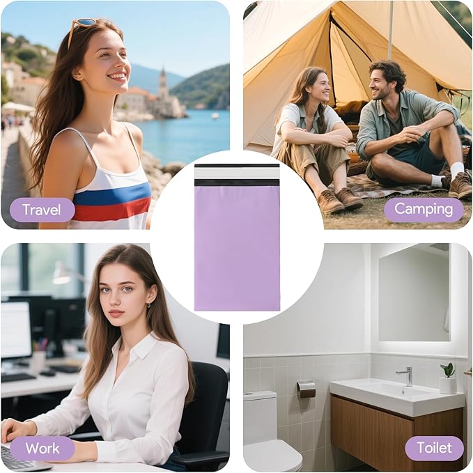 100 Pcs Sanitary Napkin Disposal Bags, Feminine Hygiene Period Bags for Tampons & Pads, Period Disposal for Teen Girls, Odor Blocker, Leak-Proof Sanitary Storage for Menstrual Products, Purple