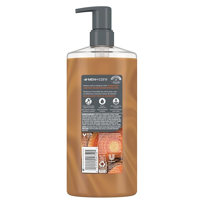 DOVE MEN Moisturizing Body Wash | #1 Dermatologist Body Wash for Men, Sulfate Free, Paraben Free, & Dye Free | Sandalwood + Cardamom Oil, 26oz