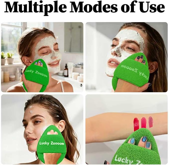 Large Face Sponges for Cleansing, Reusable Faces Scrubber Pads for Women for Washing Face, Gentle Esponjas Faciales for Deep Pore Cleansing, Blackheads, Daily Facial Cleans, Makup Remover (Green)