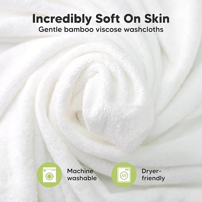 6-Pack Baby Washcloths – Soft Absorbent Viscose from Bamboo Washcloths for Face, Body, Baby Towels for Newborn, Kids, Toddlers, Infant, Gentle on Sensitive Skin, 10x10 Reusable Face Towels(Verde)