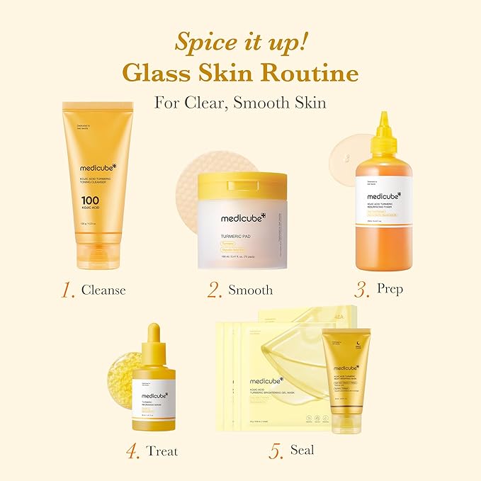 medicube Kojic Acid Turmeric Smoothing Toner for Face & Body | Lightweight Toner for Balancing Uneven Skin Tone & Texture | Niacinamide, Glycolic Acid for Clear Glass Skin | 8.45 fl.oz