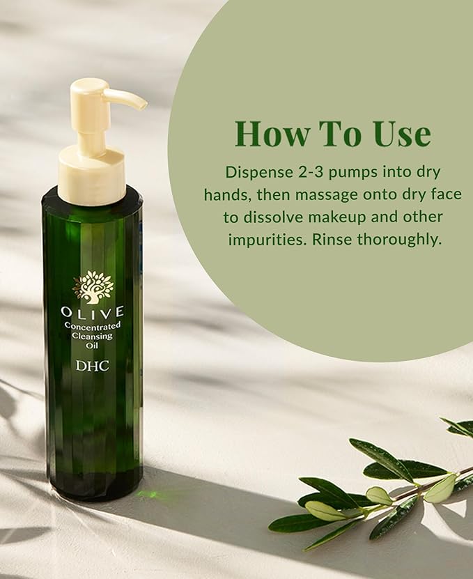 DHC Olive Concentrated Cleansing Oil, Hydrating Facial Cleansing Oil, Makeup Remover, Residue-Free, Dry Skin, Fragrance and Colorant Free, 5 fl. oz.