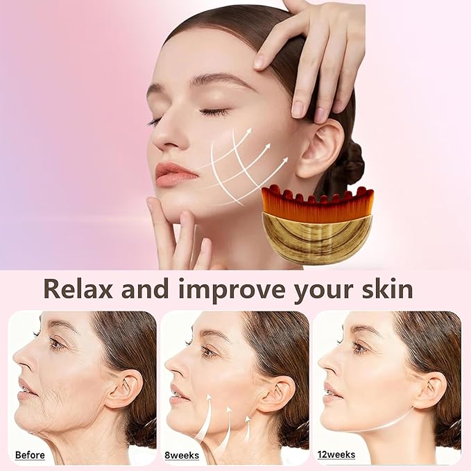 Lymphatic Contour Face Brush(2-PCS),Super Soft Manual Lymphatic Drainage Massager for Sculpting, Relieve Fatigue & Reduce Puffiness, with Portable Case Suitable for Facial Cleansing and Massage