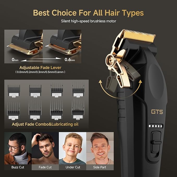 Hair Clippers for Men, Beard Trimmer Hair Clippers for Men, Professional Hair T-Blade Trimmer Cordless Rechargeable Edgers Clippers Electric Beard Shaver