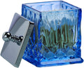 Qtip Holder,15Oz Blue Glass Apothecary Jars with Silver Lids for Bathroom Organization & Desk Storage,Thick Glass Apothecary Jars for Q-Tips,Cotton Rounds,Jewelry,Candy,Square