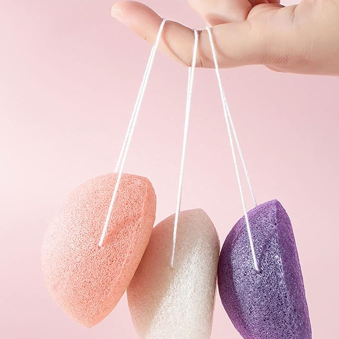6 Pack Natural Konjac Facial Sponges, findTop 6 Colors Konjac Exfoliating Facial Sponge Set for Gentle Face Cleansing and Exfoliation- Charcoal, Turmeric, French Green, White Pink & Purple