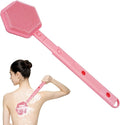 Silicone Back Scrubber for Shower with 21" Extendable Handle-Dual-Sided Long Handle Bath Brush for Exfoliating & Massage–Non-Slip Grip, Gentle&Deep Cleansing Body Brush for Men, Women, Seniors (Pink)