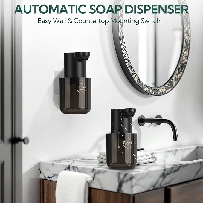 2 Pack Automatic Soap Dispenser, Touchless Automatic Foaming Soap Dispenser, Electric Wall Mounted Dispenser, 13.5oz/400ML USB Rechargeable with 4-Level Adjustment for Bathroom, Kitchen & Office