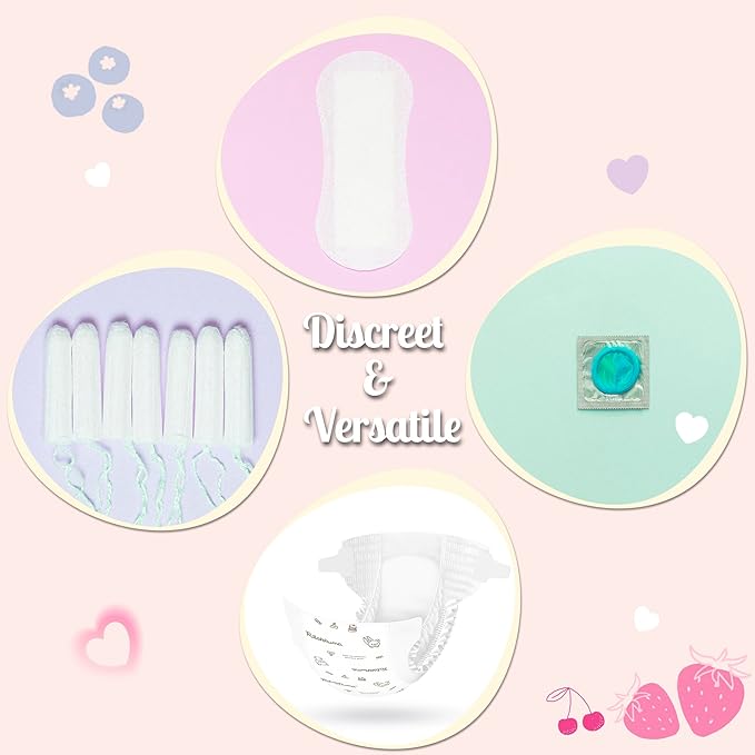 Sanitary Napkin Disposal Bags with Dispenser Feminine Hygiene Disposal Bags for Tampons Trash Bag, Personal Care Sanitary Bag for Women Privacy Handling (Pink)