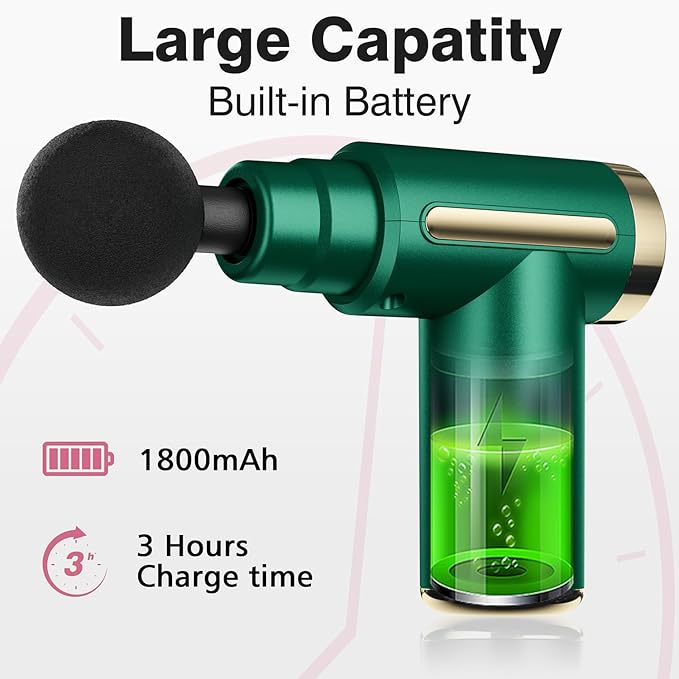 cotsoco Mini Handheld Massage Gun, Deep Tissue with 6 Speeds, Cordless Muscle Massager with 4 Heads,Type-C Charging, Travel Size, Best Gifts
