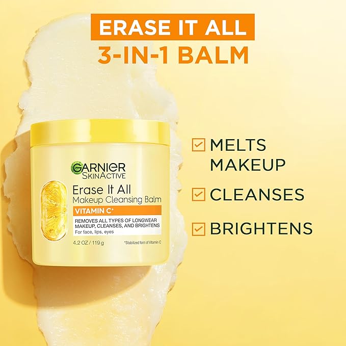 Garnier Erase It All Makeup Cleansing Balm with Vitamin C,Brightening Facial Cleanser and Makeup Remover,4.2 Oz,(Pack of 6)