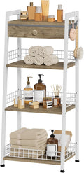 4-Tier Ladder Shelf with Drawer, Bathroom Table Stand for Small Space, Standing Bathroom Shelves with Storage for Living Room Kitchen Bedroom, Organizer Shelf, White