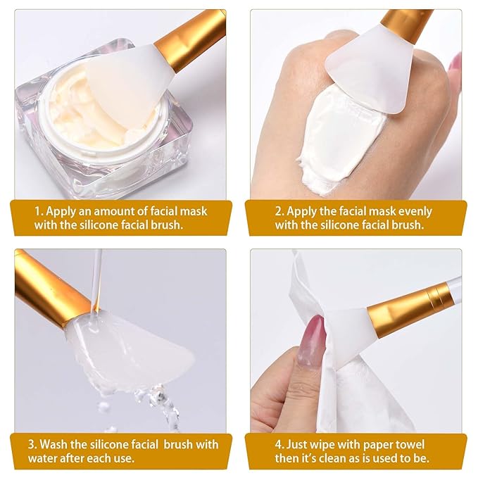 LORMAY Jelly Brush | 2 Pcs Silicone Face Mask Brushes | Facial Applicators for Even Coverage | Skincare Enhancer | Transparent Handles | All Skin Types | Kbeauty Accessory | Fan-shaped Head