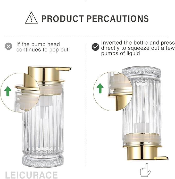 Glass Foam Soap Dispenser, Refillable Foaming Dispenser with Gold Pump, Foam Hand Soap Dispenser for Bathroom Kitchen, Home Decor （Foam Type/Clear）