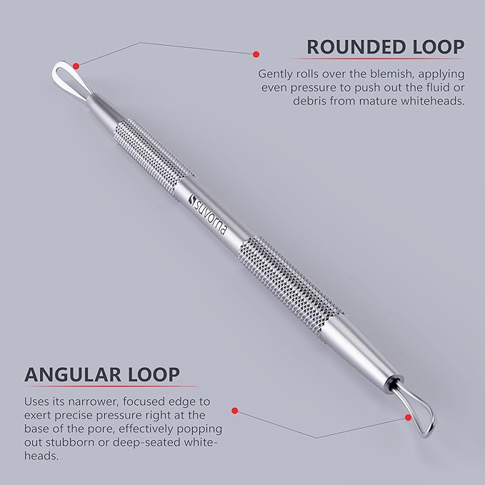 Suvorna White Head Remover for Face, Pimple Extractor, Pimple Popper, Whitehead Remover for Face, Comedone Extractor Tool, Pimple Extractor Tool, Pimple Popper Tool.