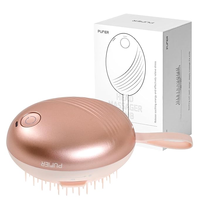 Electric Scalp Massager – Rechargeable Head Massager with Anion Technology, Portable Anti-Frizz Scalp Tool, Scalp Massager Gift for Men & Women(Pink)