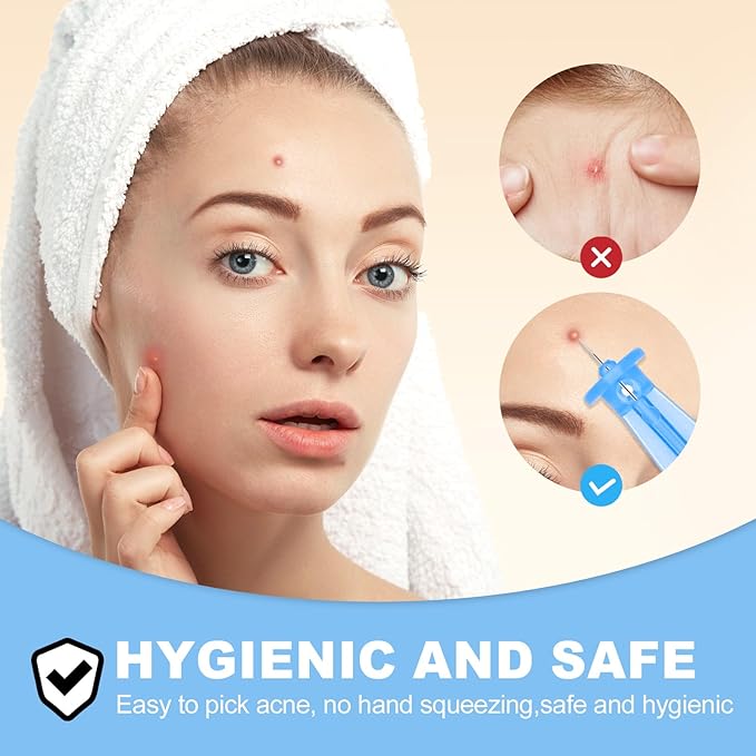 Sterile Pimple Needles, 100 Pcs Disposable Acne Needles and 144 Dots Acne Pimple Stickers - Effective Blemish & Blackhead Removal Tools for Clear Skin