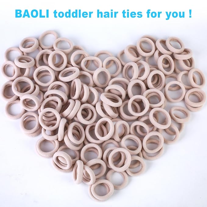 200PCS Blonde Kids Hair Ties for Toddler Girls, Mini Girl Hair Ties Bands No Damage, Soft Baby Ponytail Holders Elastics No Pull, 1 Inch in Diameter, by BAOLI