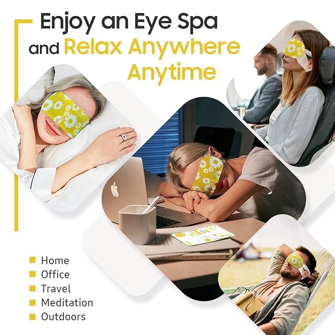 20Packs Steam Eye Mask, Heated Eye Mask Warm Compress for Eyes, Disposable Self Heating Steam Mask for Home, Sleep, Spa, Travel Essentials & Relaxation Gifts, Valentine's Day Gifts (Chamomile)