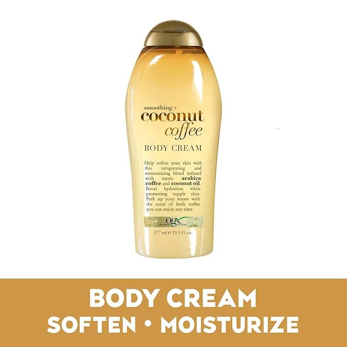 OGX Smoothing + Coconut Coffee Body Cream 19.5 oz,(Pack of 2)