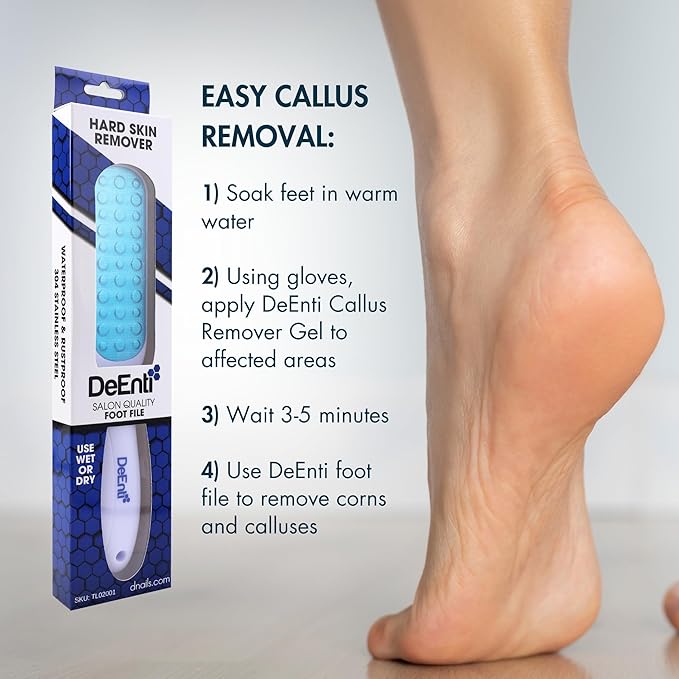 DeEnti Metal Foot File, Professional Grade Stainless Steel, Salon Quality Callus Remover, Lightweight Foot Scrubber, Home Manicure and Pedicure Tools