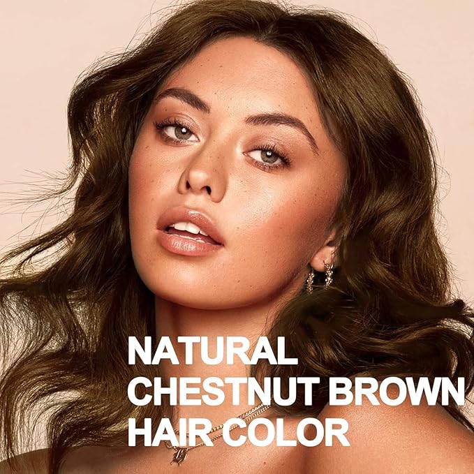 Chestnut Brown Hair Dye Shampoo 3 in 1, Long-lasting & Natural Hair Color Shampoo, Herbal Ingredients Natural Shampoo Hair Dye Effect in Minutes, Gifts for Men Women 500ml