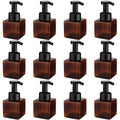 Domensi 12 Pcs Foam Pump Bottle Foaming Soap Dispenser Empty Travel Foaming Dispenser 8.5 oz Refillable Hand Soap Plastic Pump Bottle Travel Clear Container for Bathroom Vanities (Brown)