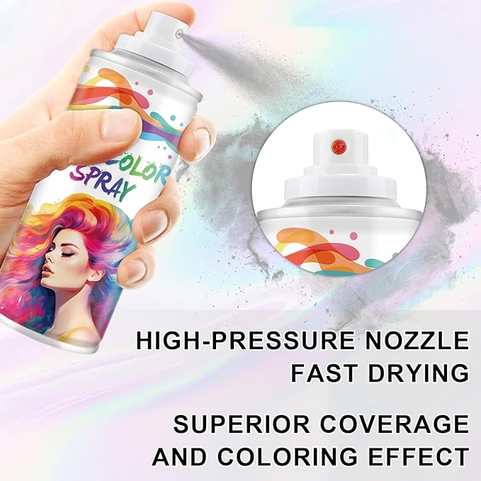 Temporary Hair Color Spray, Gray One-Time Use Hair Color Dye for Women and Kids, Disposable Natural Hair Strong Style Hair Dye-On 1-Day Washable for Cosplay Party DIY,Christmas Party, Halloween (Gray)
