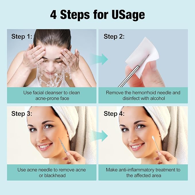 3Pcs Blackhead Remover Pimple Popper Tool Kit Pimple Extractor Acne Treatment Surgical Grade Blackhead Comedone Removal Popper Tool Cleaning Brush for Face Nose Lips